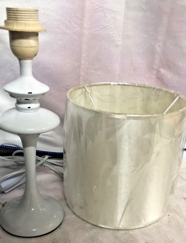 Modern white table - white, lamp