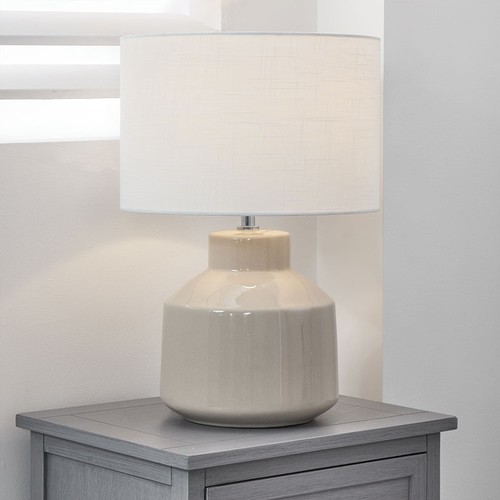 Cream ceramic table lamp - table,