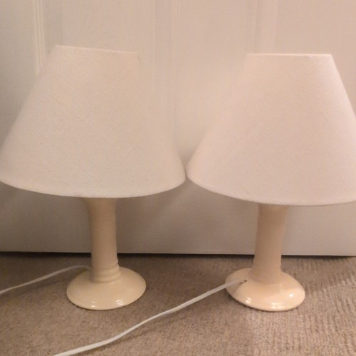 Pair cream ceramic table - of,