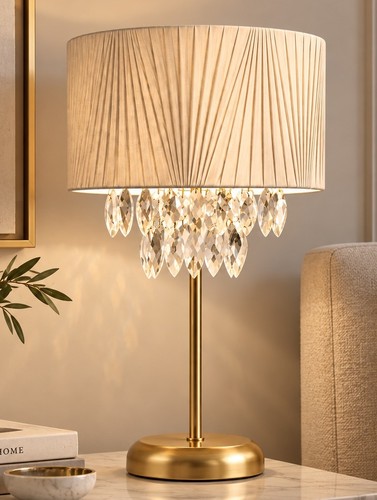Gold table lamp - table, cream