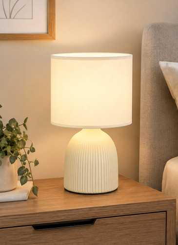 Mini ribbed table lamp cream - ribbed,