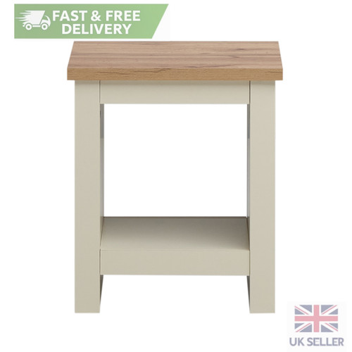 Cream side lamp - table, oak