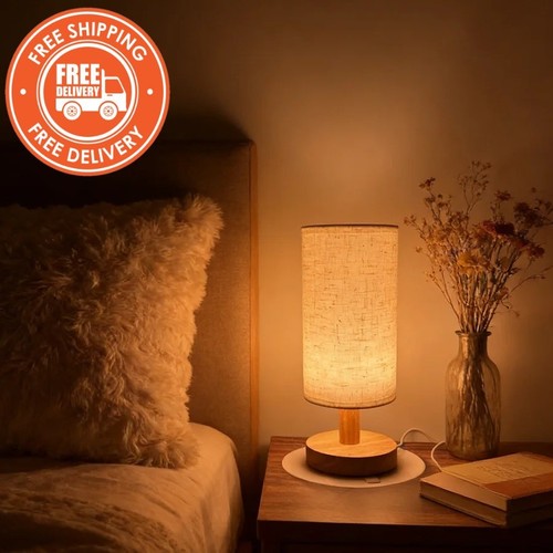 Cozy wooden bedside - lamp, with